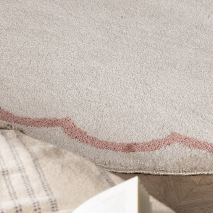 Waschbarer Teppich Rund - Myrre Weiß Rosa