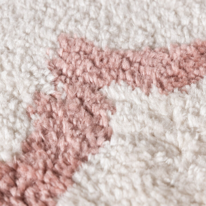 Waschbarer Teppich Rund - Myrre Weiß Rosa