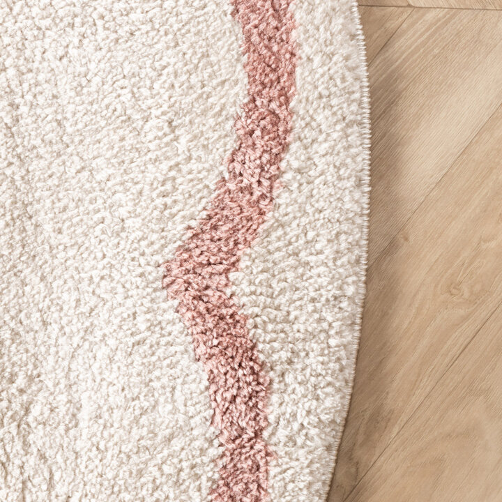 Waschbarer Teppich Rund - Myrre Weiß Rosa