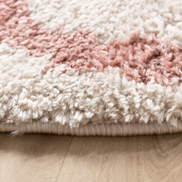 Waschbarer Teppich Rund - Myrre Weiß Rosa