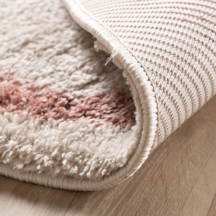 Waschbarer Teppich Rund - Myrre Weiß Rosa