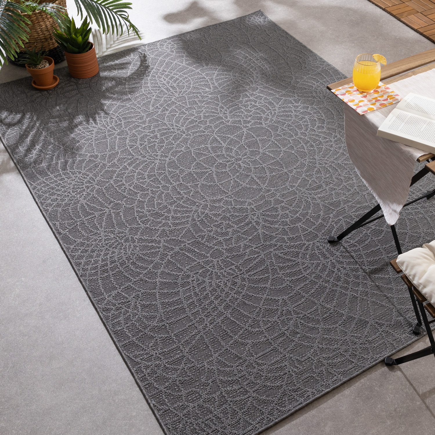 In- & Outdoor Teppich - Dunes Mandala Grau