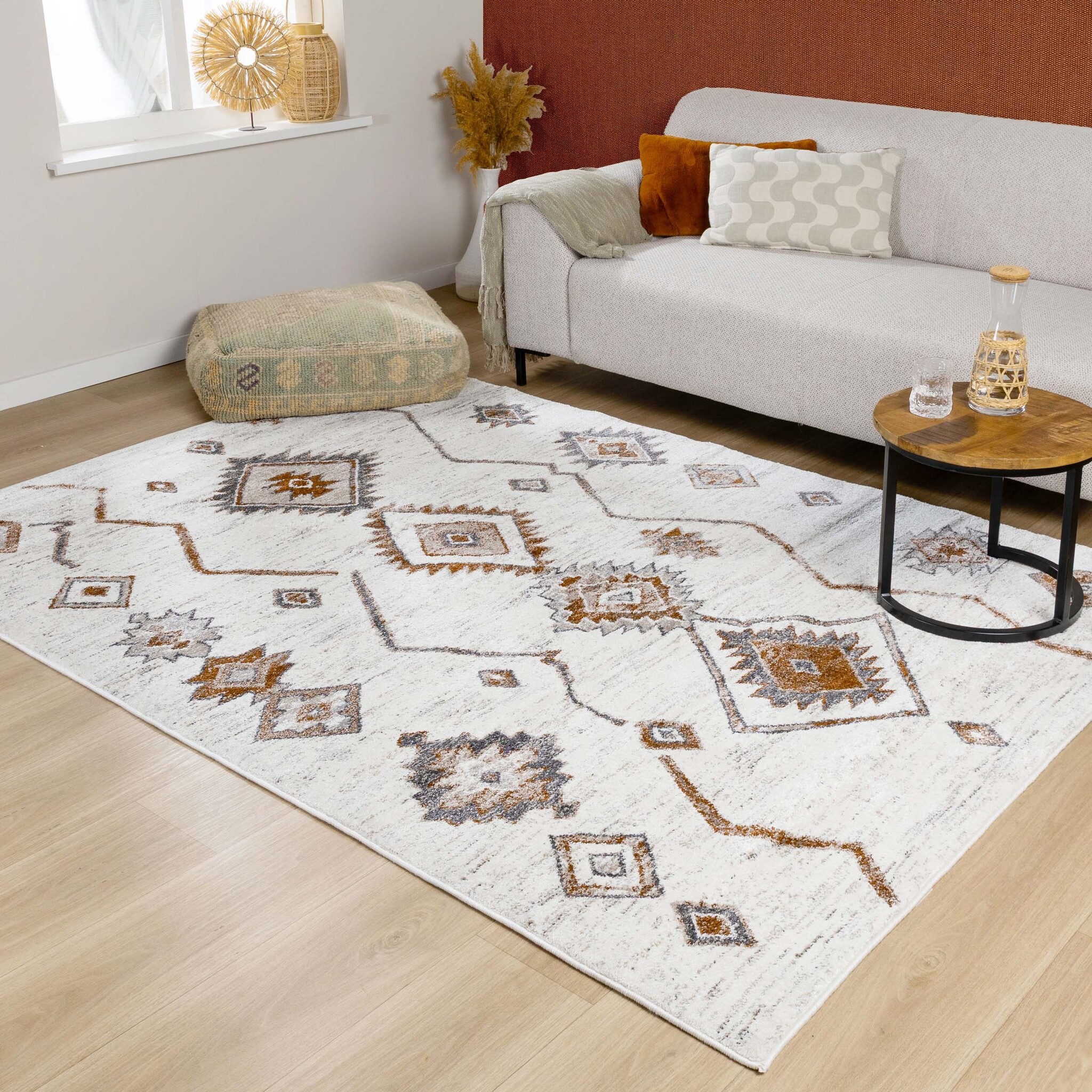 Hochflor Teppich - Blend Aztec Creme Bunt