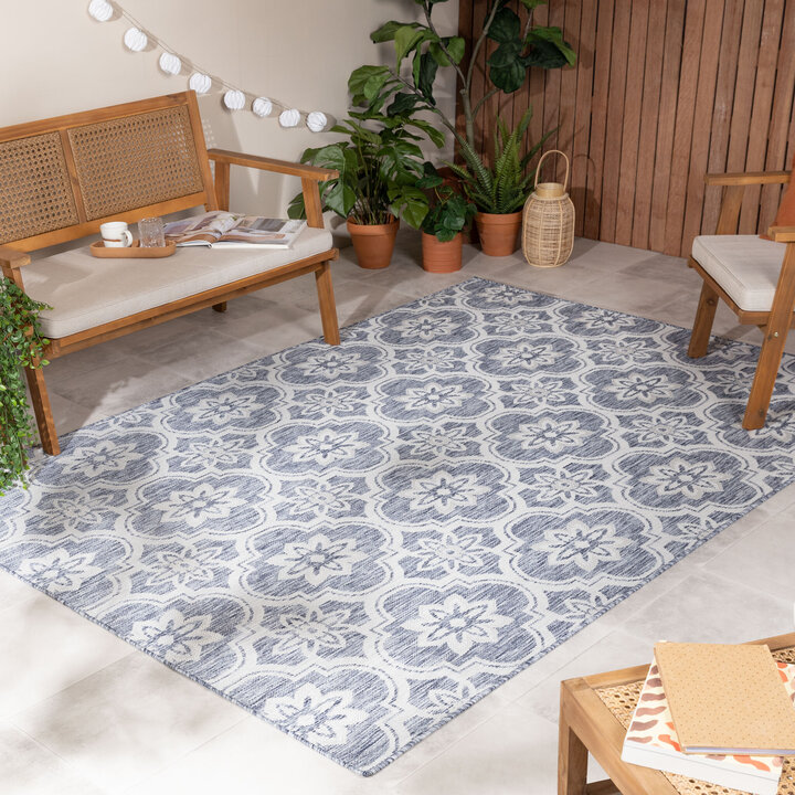 In- & Outdoor Teppich - Rio Flower Hellblau