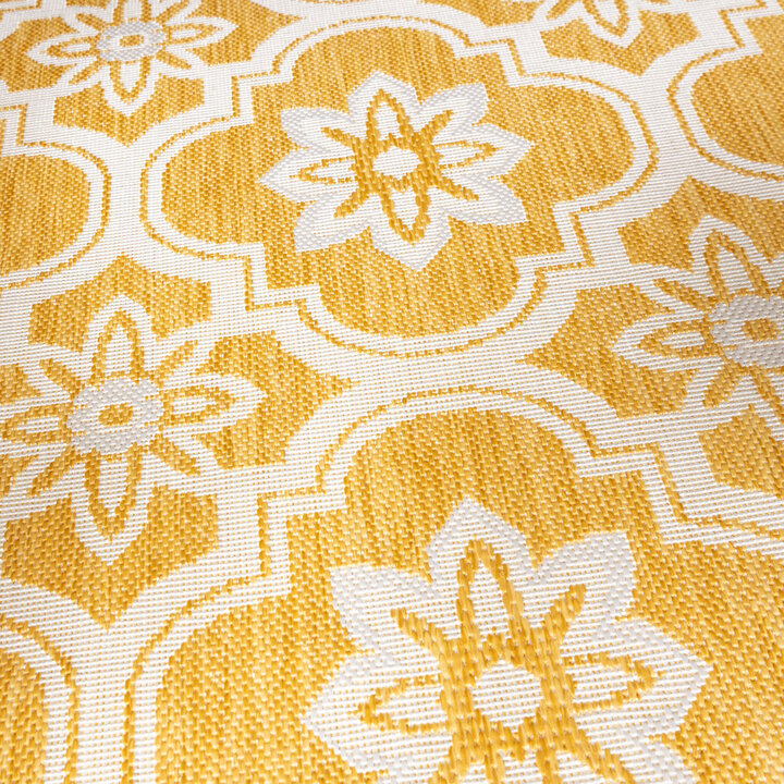 In- & Outdoor Teppich Rund - Rio Flower Gelb