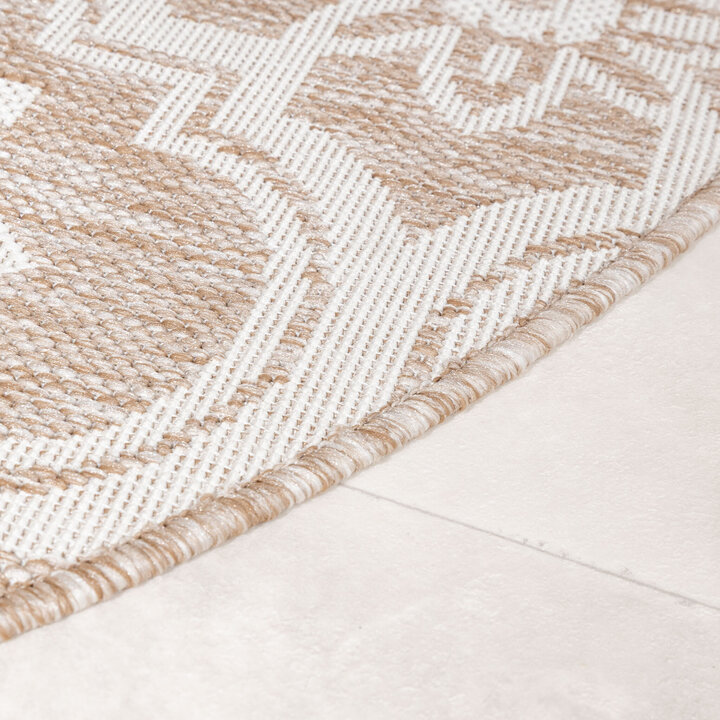 In- & Outdoor Teppich Rund - Rio Flower Beige