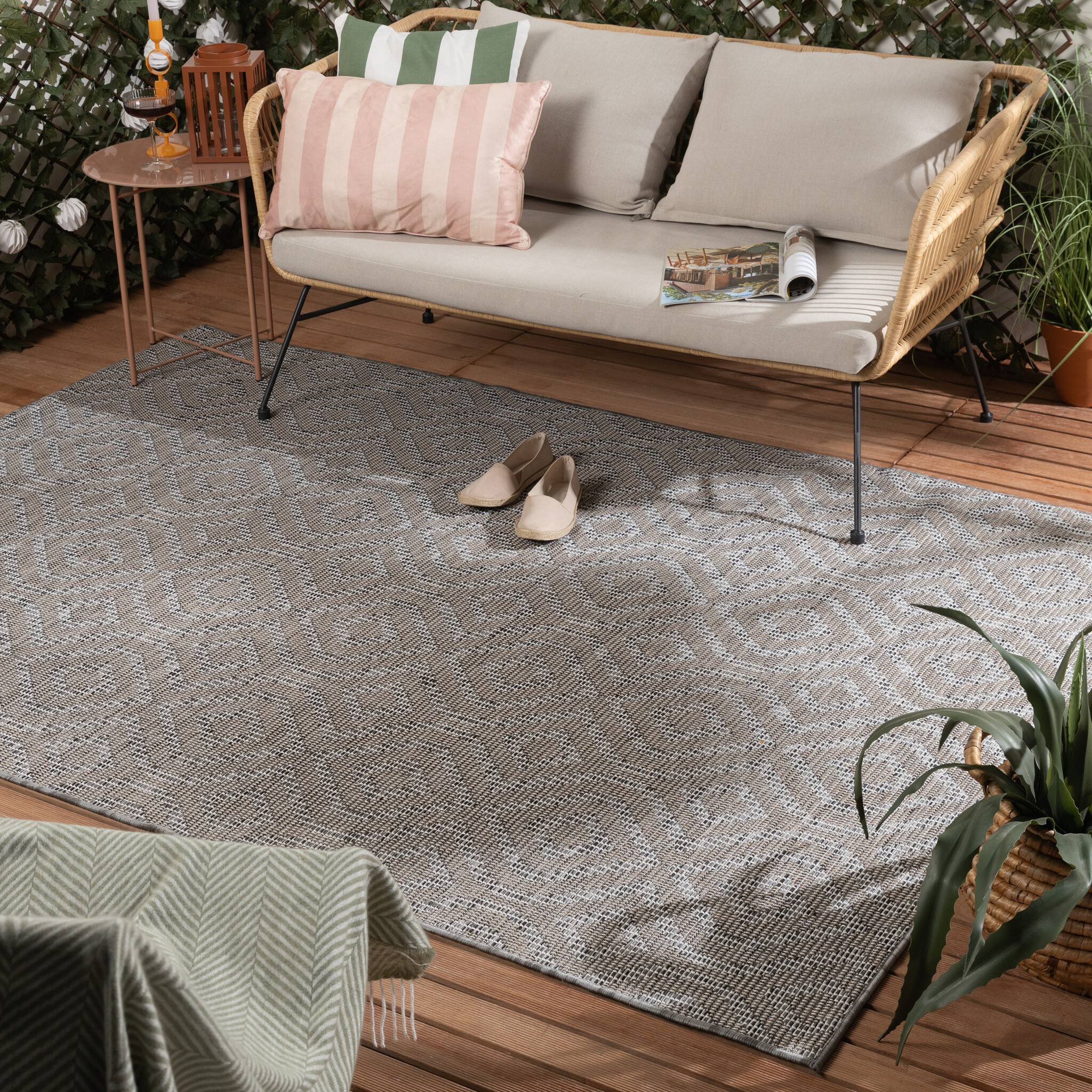 In- & Outdoor Teppich - Summer Retro Grau