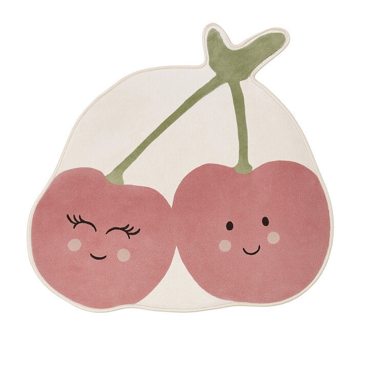 Waschbarer Kinderteppich - Berry Kirschen Rot