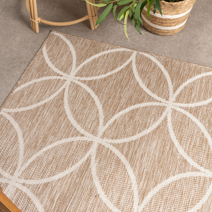 Geometrischer Outdoor Teppich - Faro Ripple Beige
