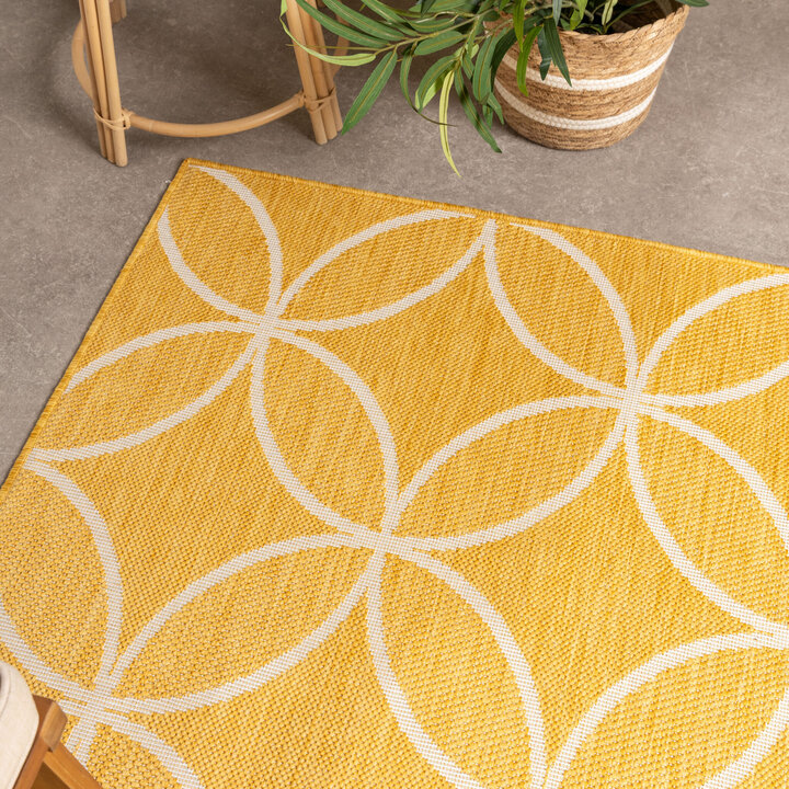Geometrischer Outdoor Teppich - Faro Ripple Gelb