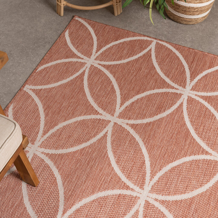 Geometrischer Outdoor Teppich - Faro Ripple Rosa