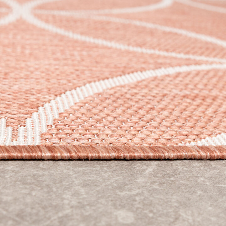 Geometrischer Outdoor Teppich - Faro Ripple Rosa