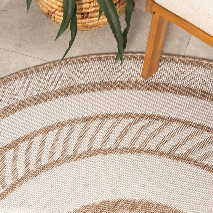 Garten Teppich Rund - Nusa Medallion Beige Creme 