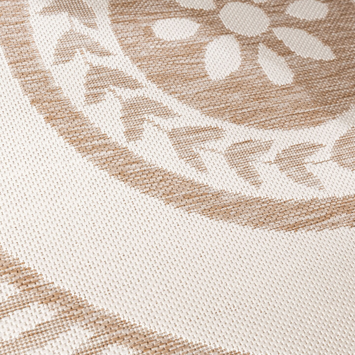 Garten Teppich Rund - Nusa Medallion Beige Creme 