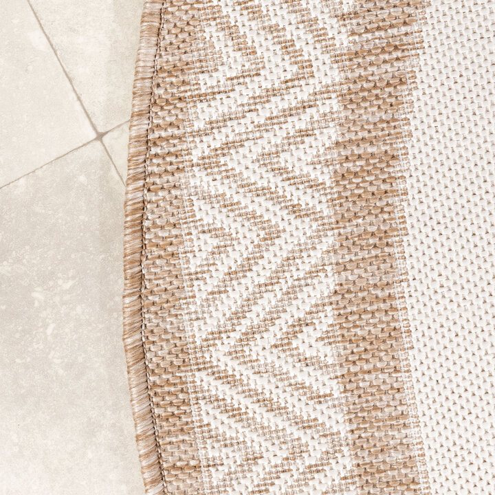 Garten Teppich Rund - Nusa Medallion Beige Creme 