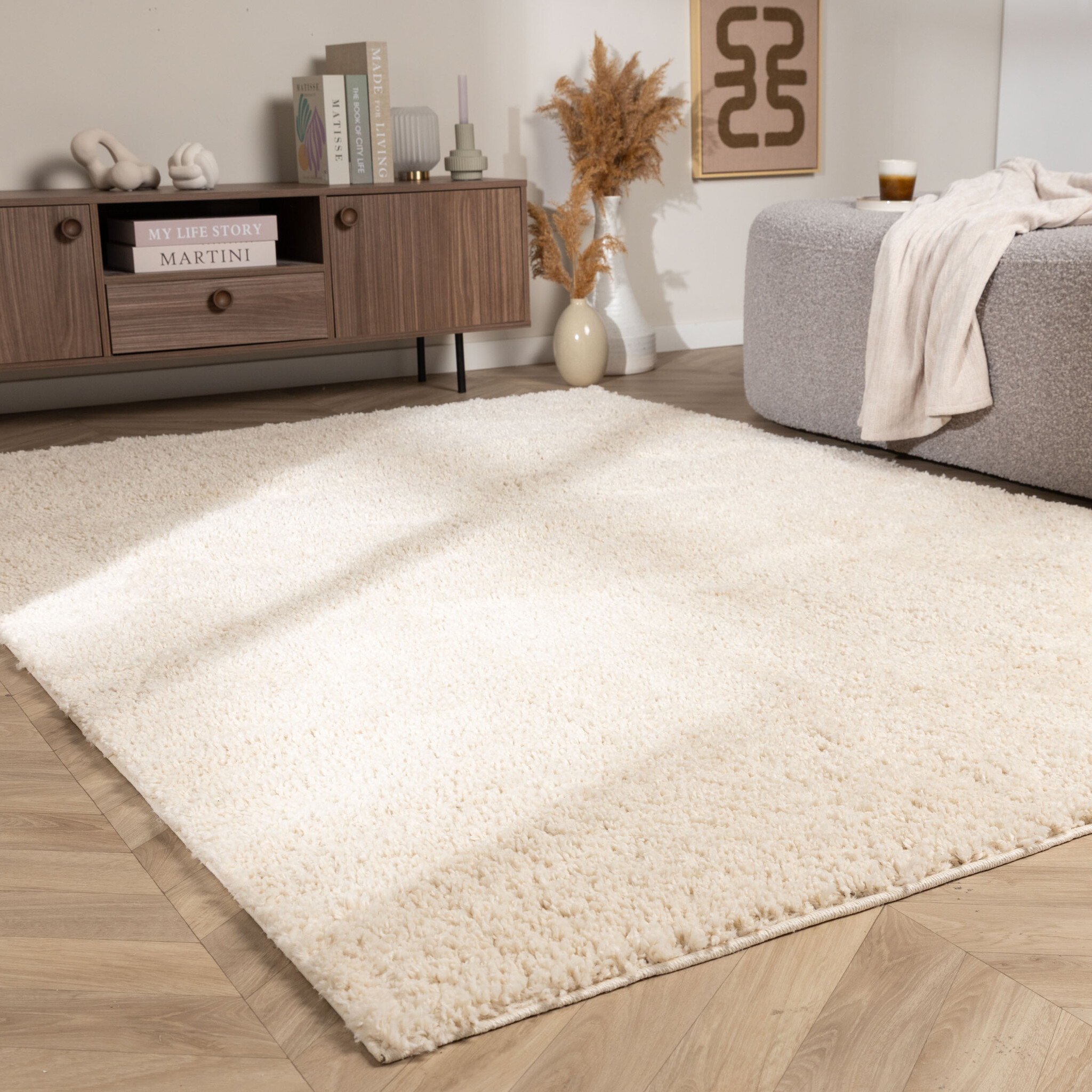 Einfarbiger Teppich - Wish Creme