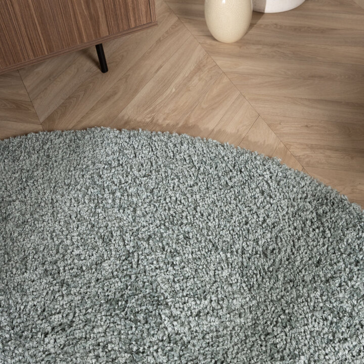 Teppich Hochflor Rund - Wish Blau Grün 