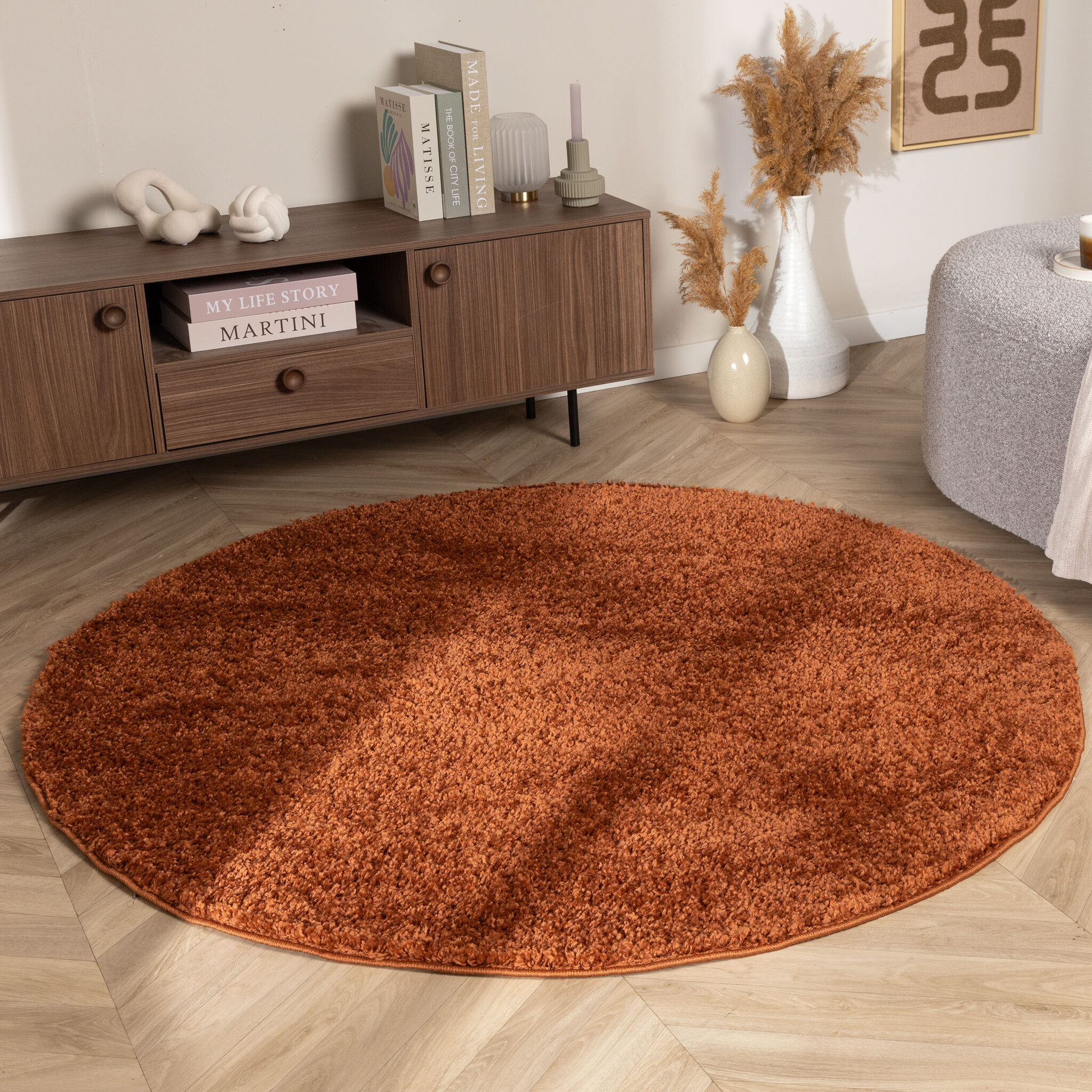 Einfarbiger Teppich Rund - Wish Terracotta