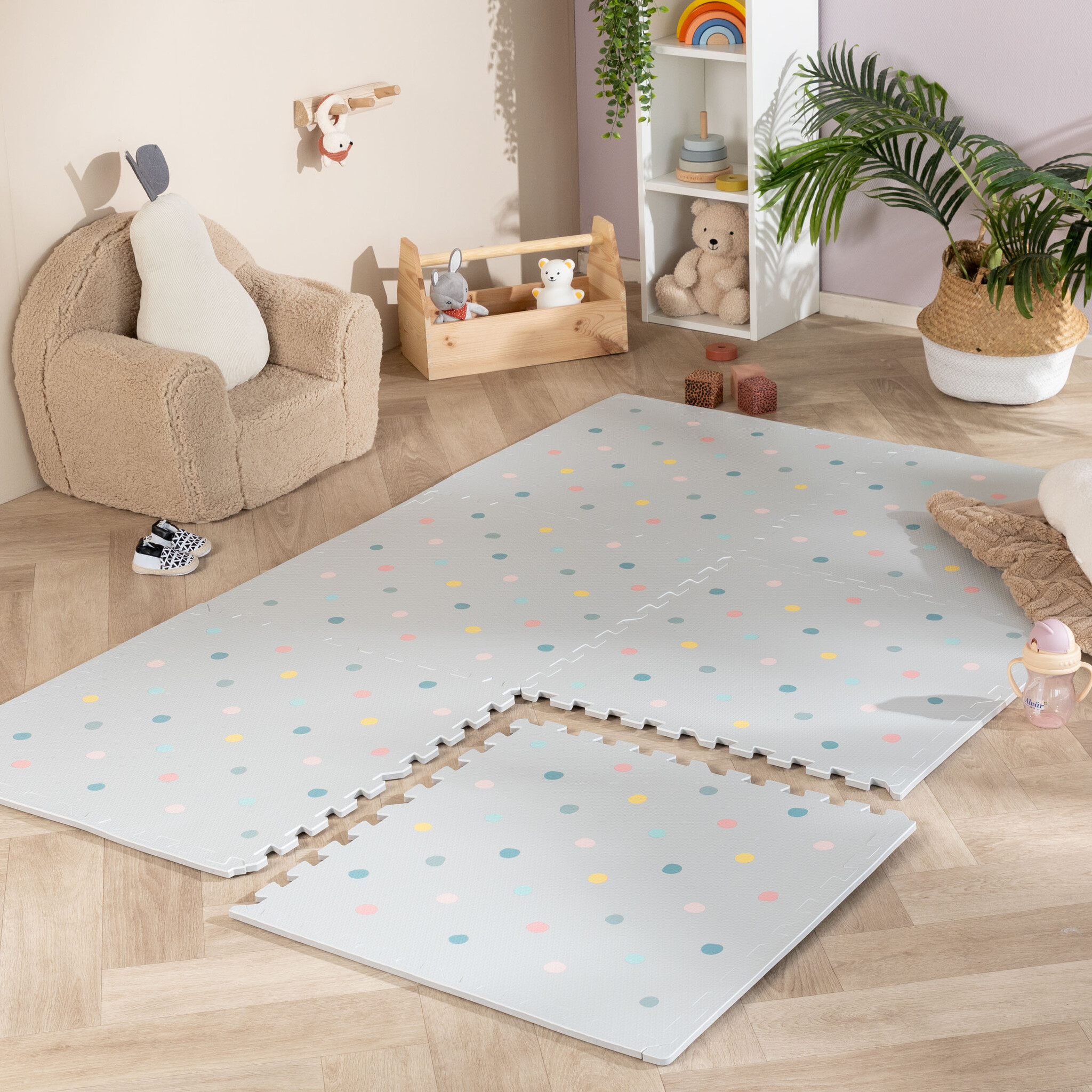 Puzzlematte - Alfie Dots Hellgrau