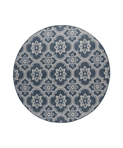 In- & Outdoor Teppich Rund - Rio Flower Blau