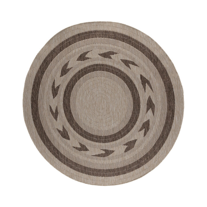 Garten Teppich Rund - Nusa Orbit Braun Creme