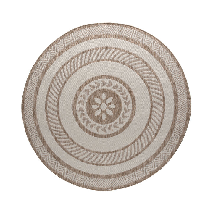 Garten Teppich Rund - Nusa Medallion Beige Creme 