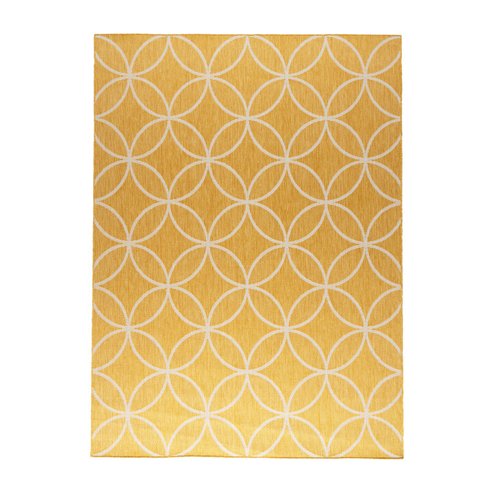Geometrischer Outdoor Teppich - Faro Ripple Gelb