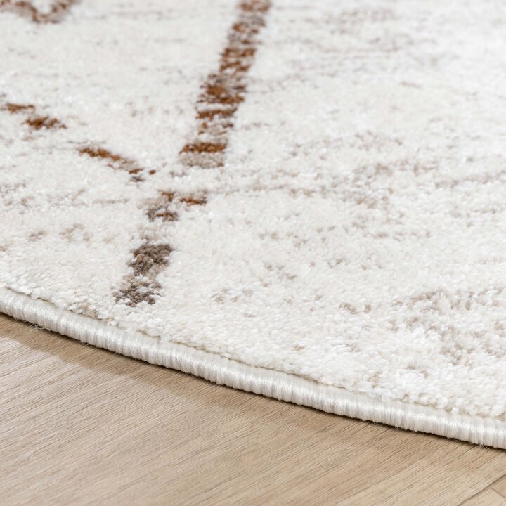 Hochflor Teppich Rund - Blend Diamond Creme Bunt