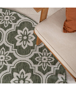 In- & Outdoor Teppich Rund - Rio Flower Grün