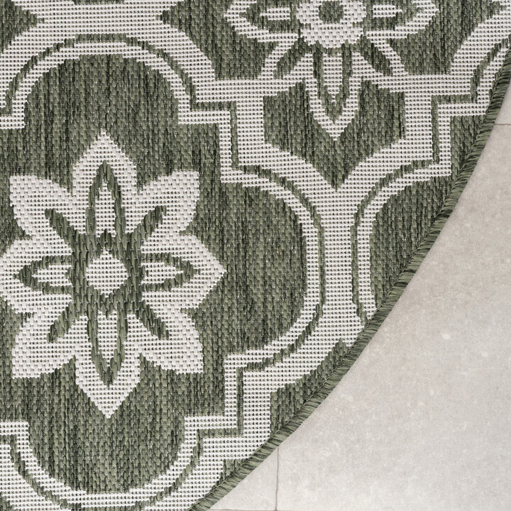 In- & Outdoor Teppich Rund - Rio Flower Grün