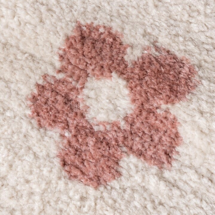 Waschbarer Kinderteppich - Moos Flower Rosa