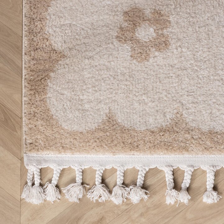 Waschbarer Kinderteppich - Moos Flower Creme