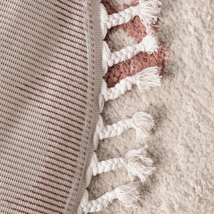 Waschbarer Kinderteppich Rund - Moos Flower Rosa