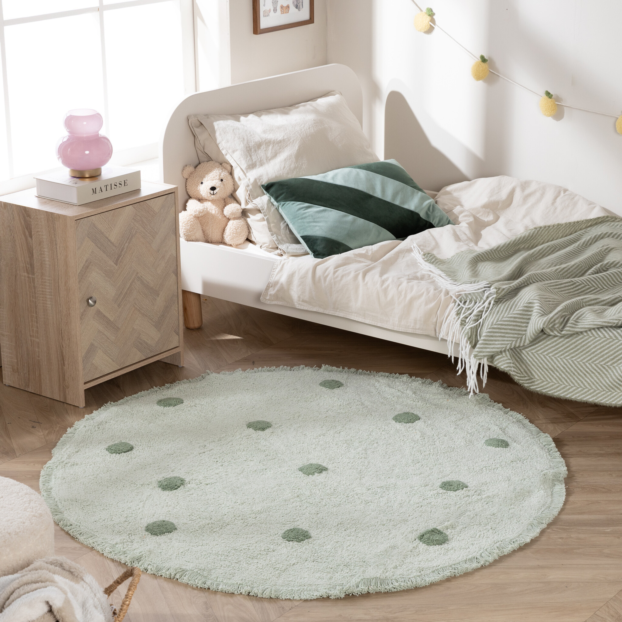 Teppich Kinderzimmer Rund - Lou Dots Grün