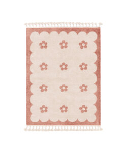 Waschbarer Kinderteppich - Moos Flower Rosa