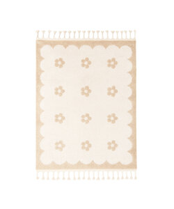 Waschbarer Kinderteppich - Moos Flower Creme