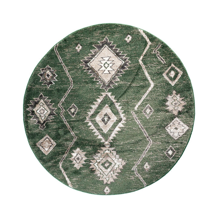 Berberteppich Rund - Blend Aztec Grün