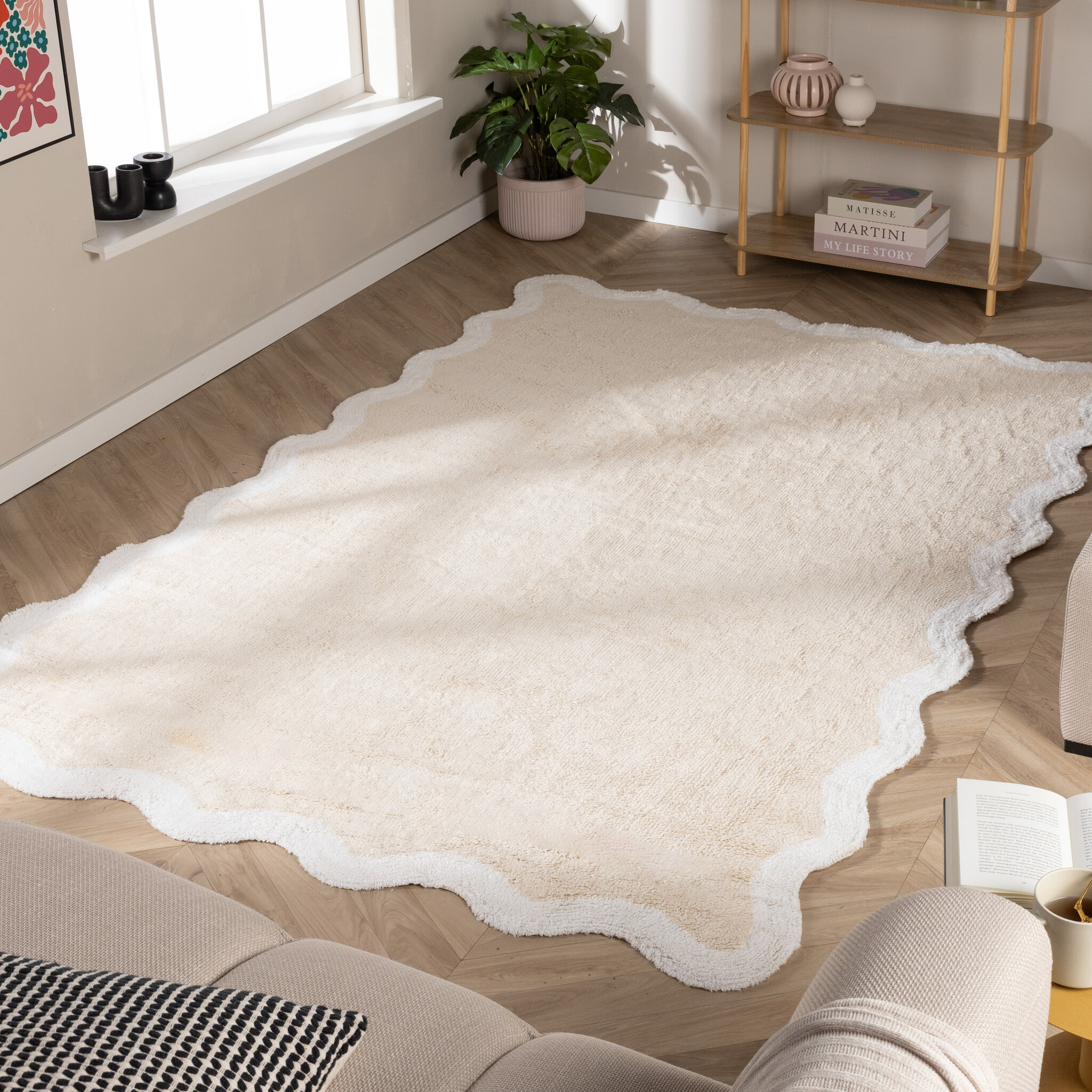 Waschbarer Teppich - Hazy Weiß Creme 160x230cm - Fraai