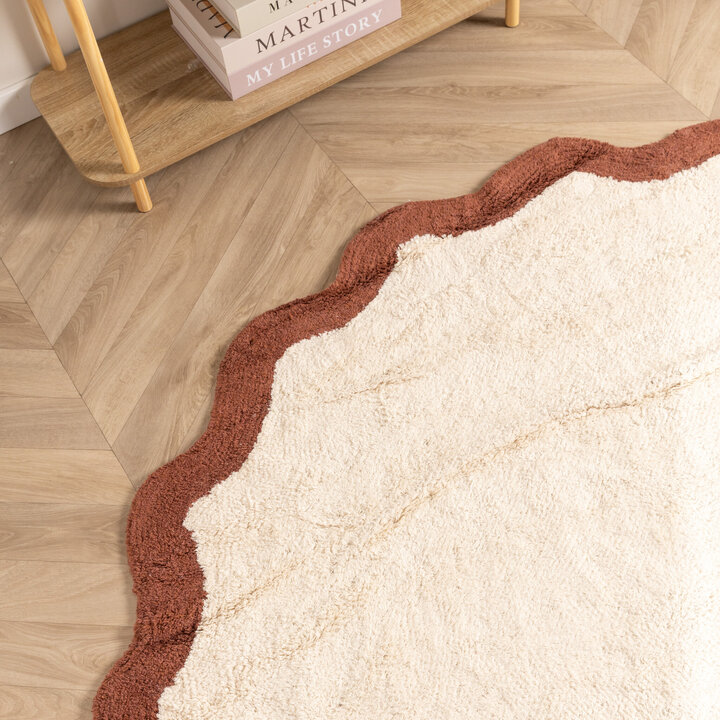 Waschbarer Teppich Rund - Hazy Braun Creme