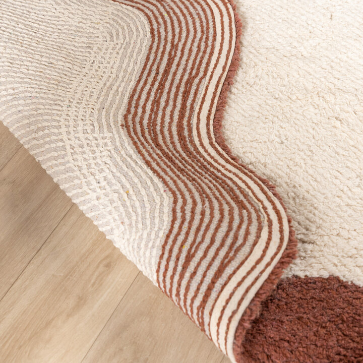 Waschbarer Teppich Rund - Hazy Braun Creme