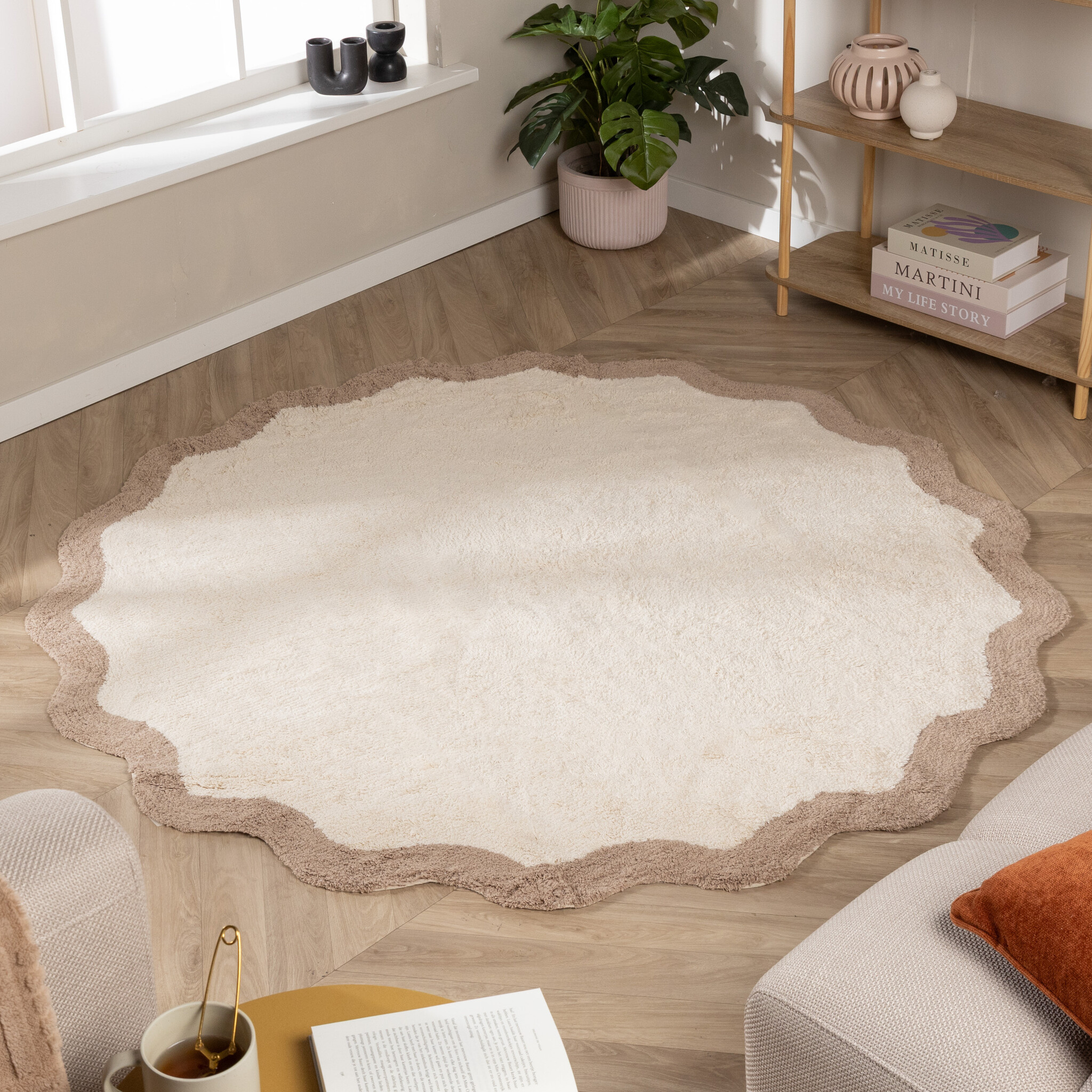 Waschbarer Teppich Rund - Hazy Beige CremeØ 200cm - Fraai