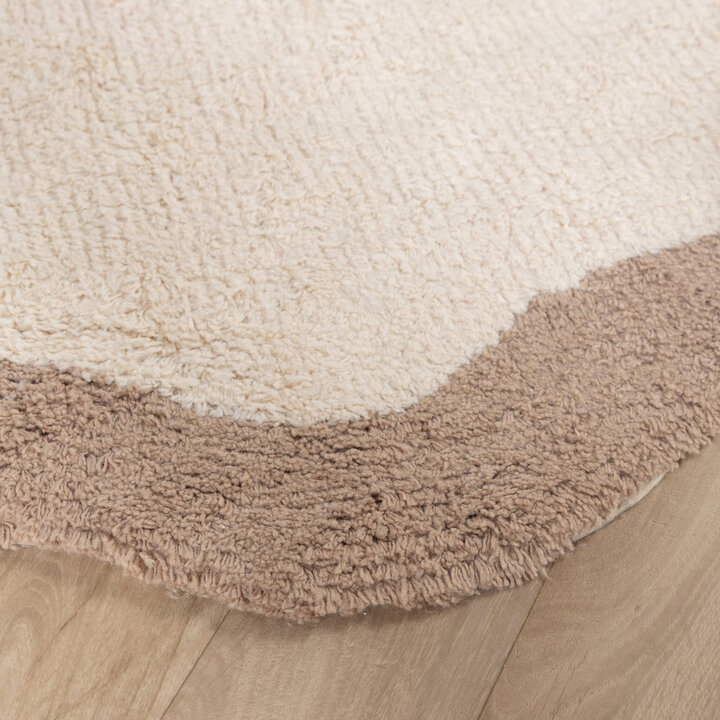 Waschbarer Teppich Rund - Hazy Beige Creme