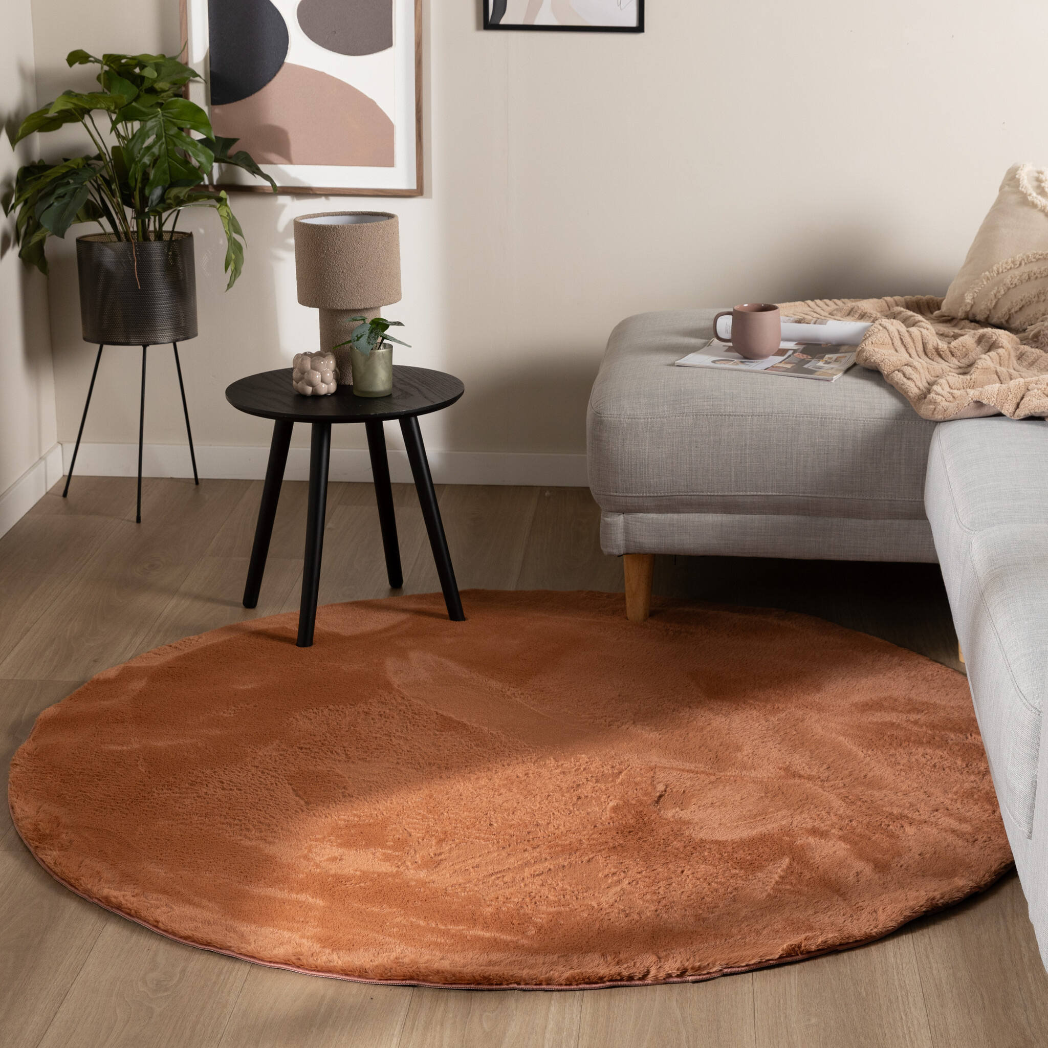 Flauschiger Teppich Rund - Cozy TerraØ 120cm - NATURL.