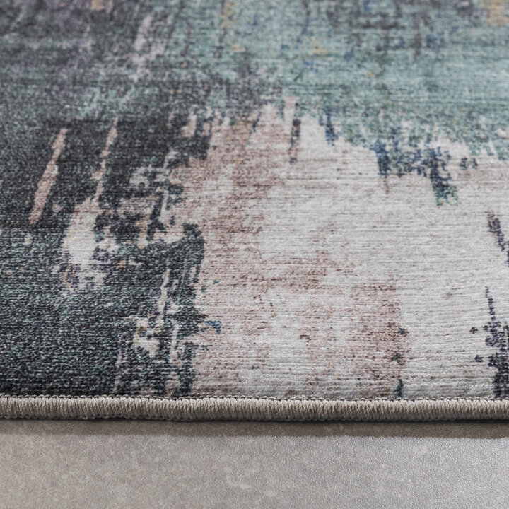 Waschbarer Läufer - Domingo Grunge Grün Creme