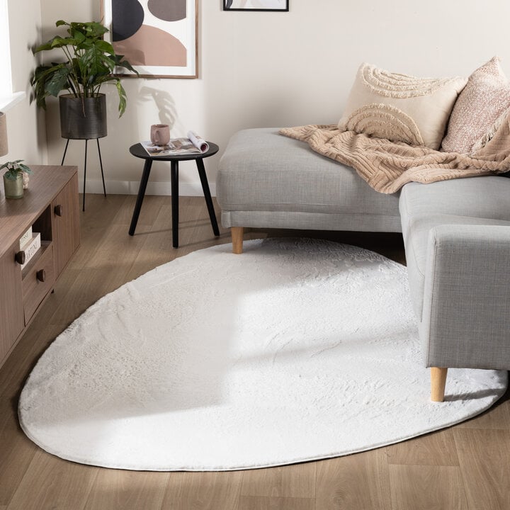 Flauschiger Teppich - Cozy Pebble Weiß