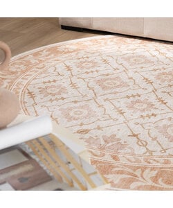 Teppich Blumen Rund - Celine Terracotta