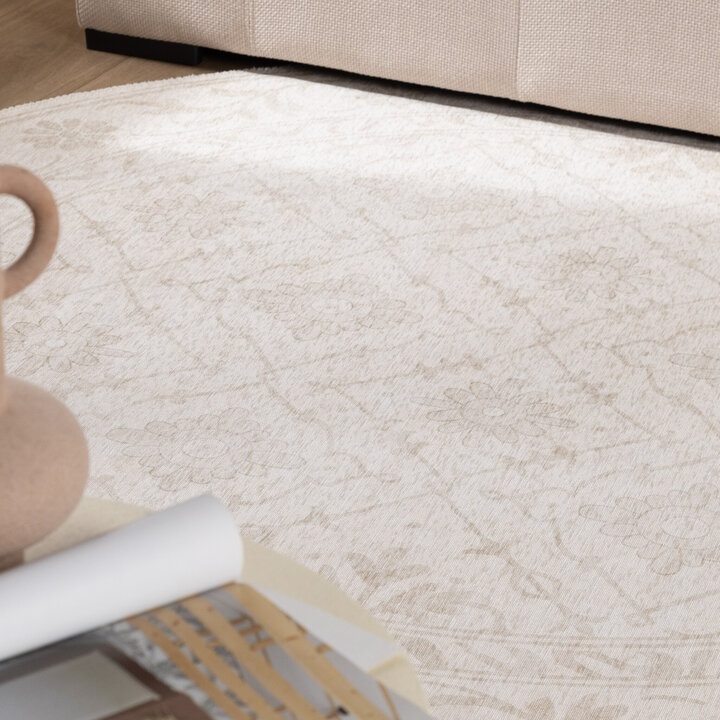 Teppich Blumen Rund - Celine Creme