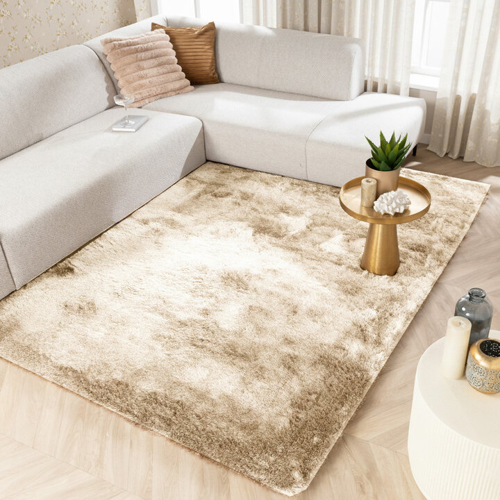 Hochflor Teppich - Glorious Champagner Creme