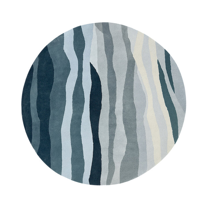 Wollteppich Rund - Liora Blau