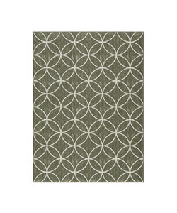 Geometrischer Outdoor Teppich - Faro Ripple Grün  Weiß